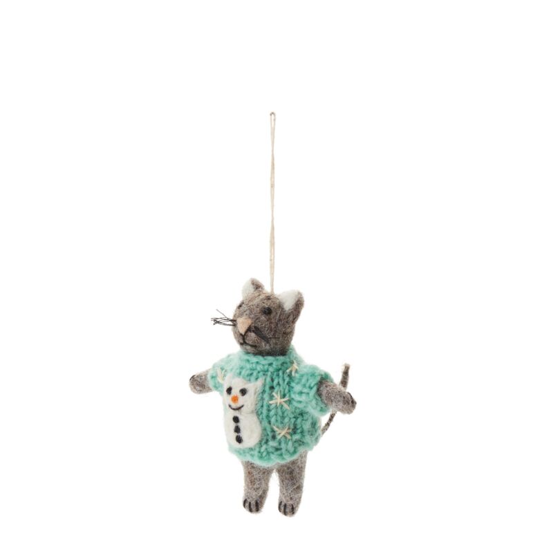 Cat in an Ugly Sweater Ornament – Set of 4