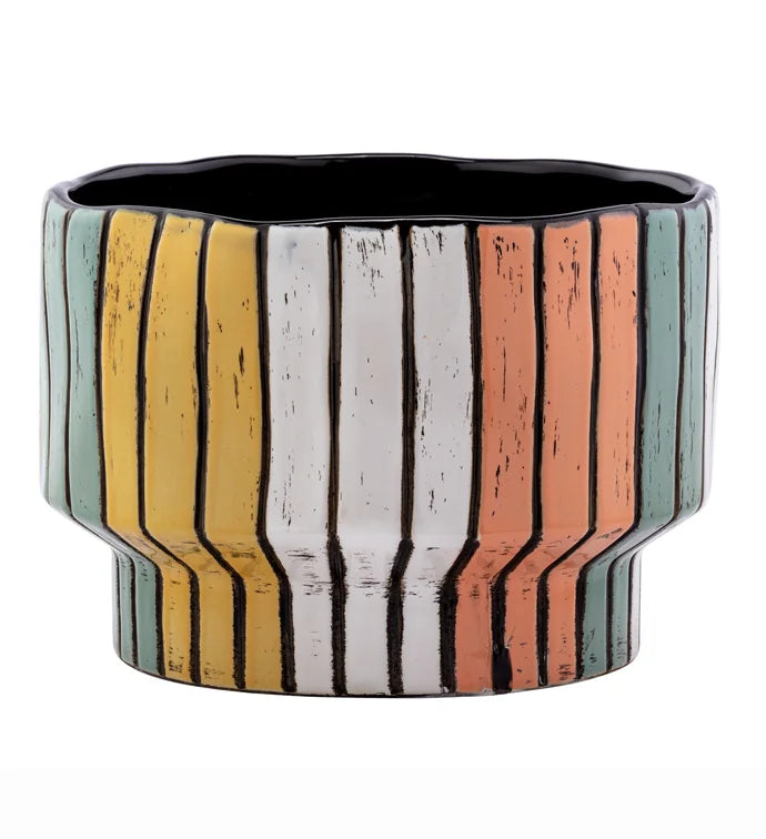 Yellow/Orange/Blue Stripe Planter