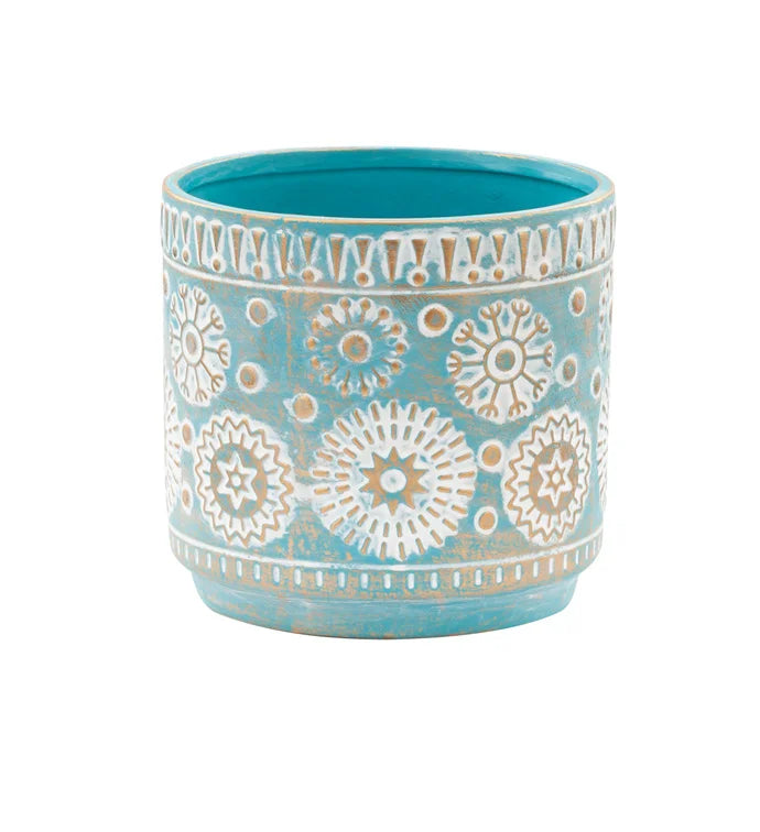 Blue & Copper Snowflake Planter