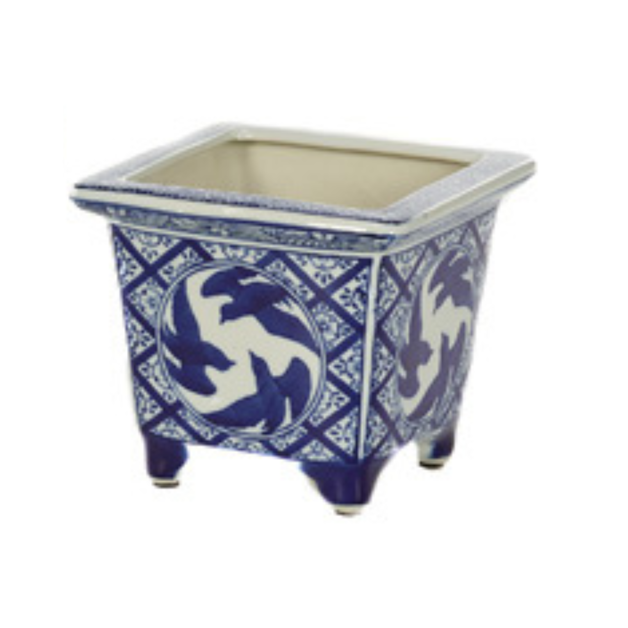Blue & White Square Planter