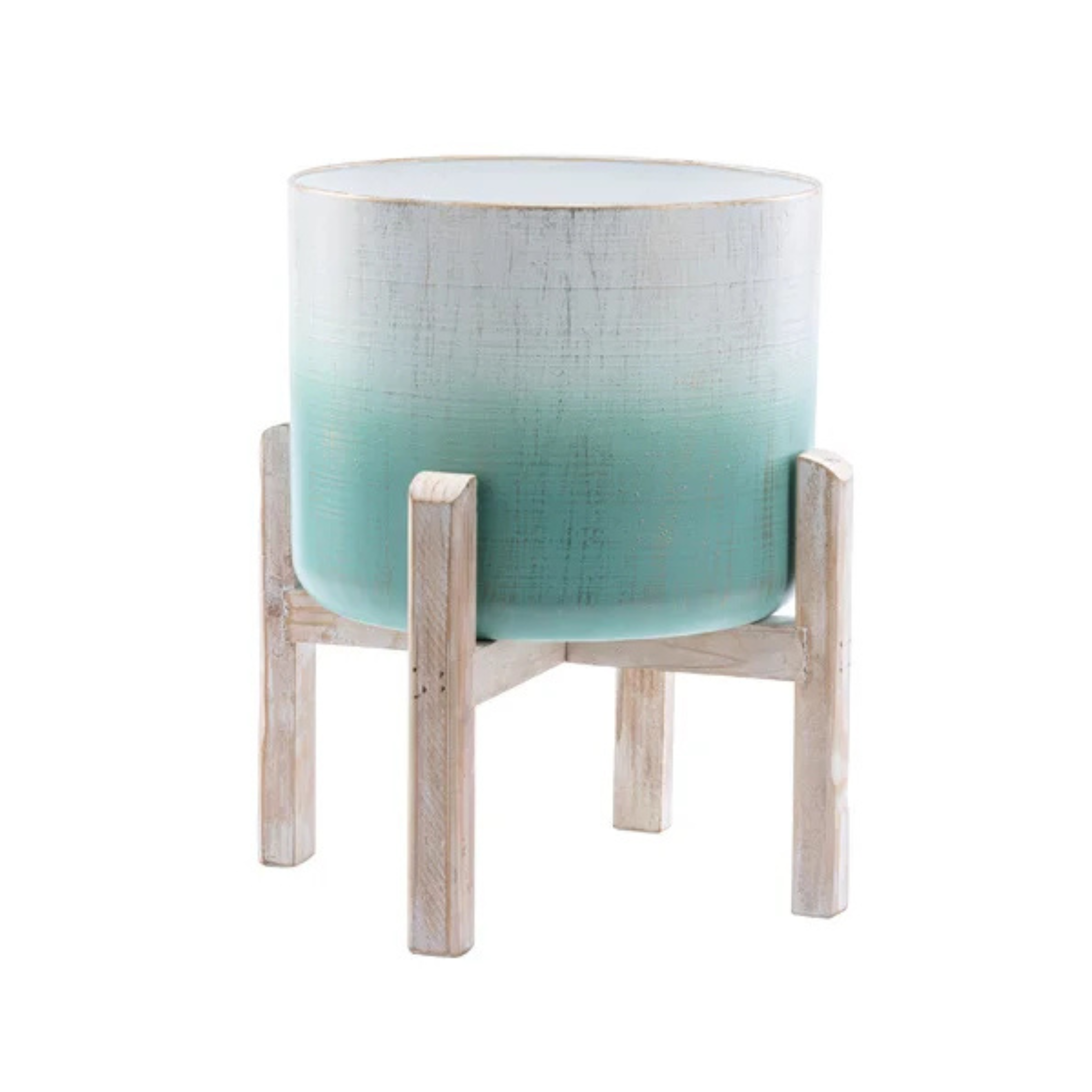 Green & White Metal Plant Stand