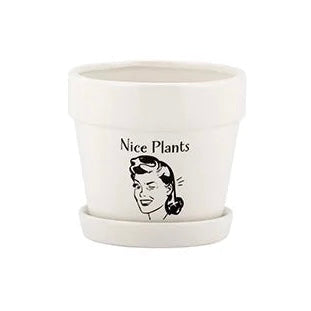 Round Witty Pot with Saucer