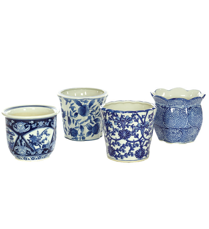 Blue &amp; White Large Planter
