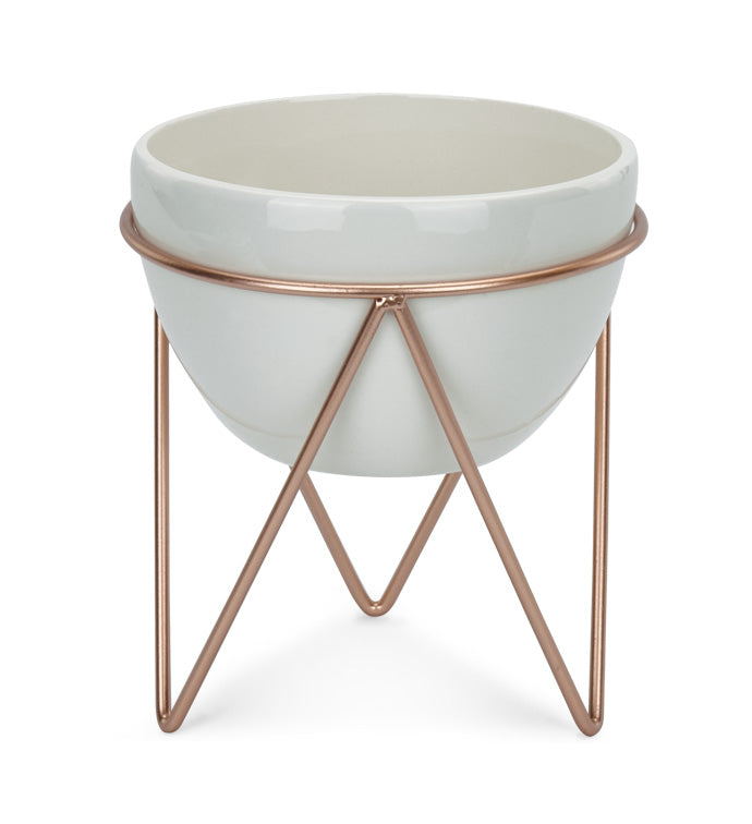 White Bowl in Metal Stand