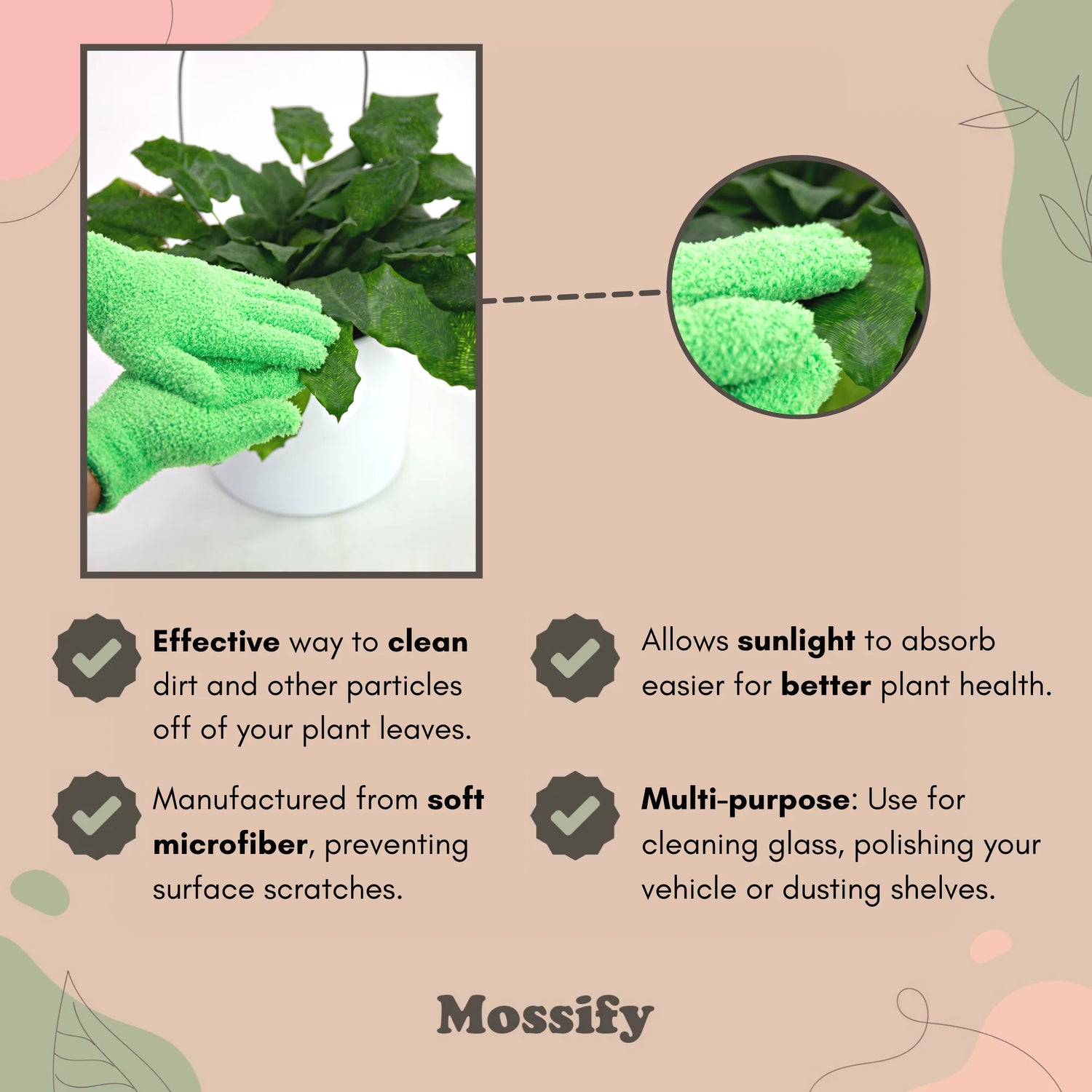 Leaf Shining Microfiber Gloves