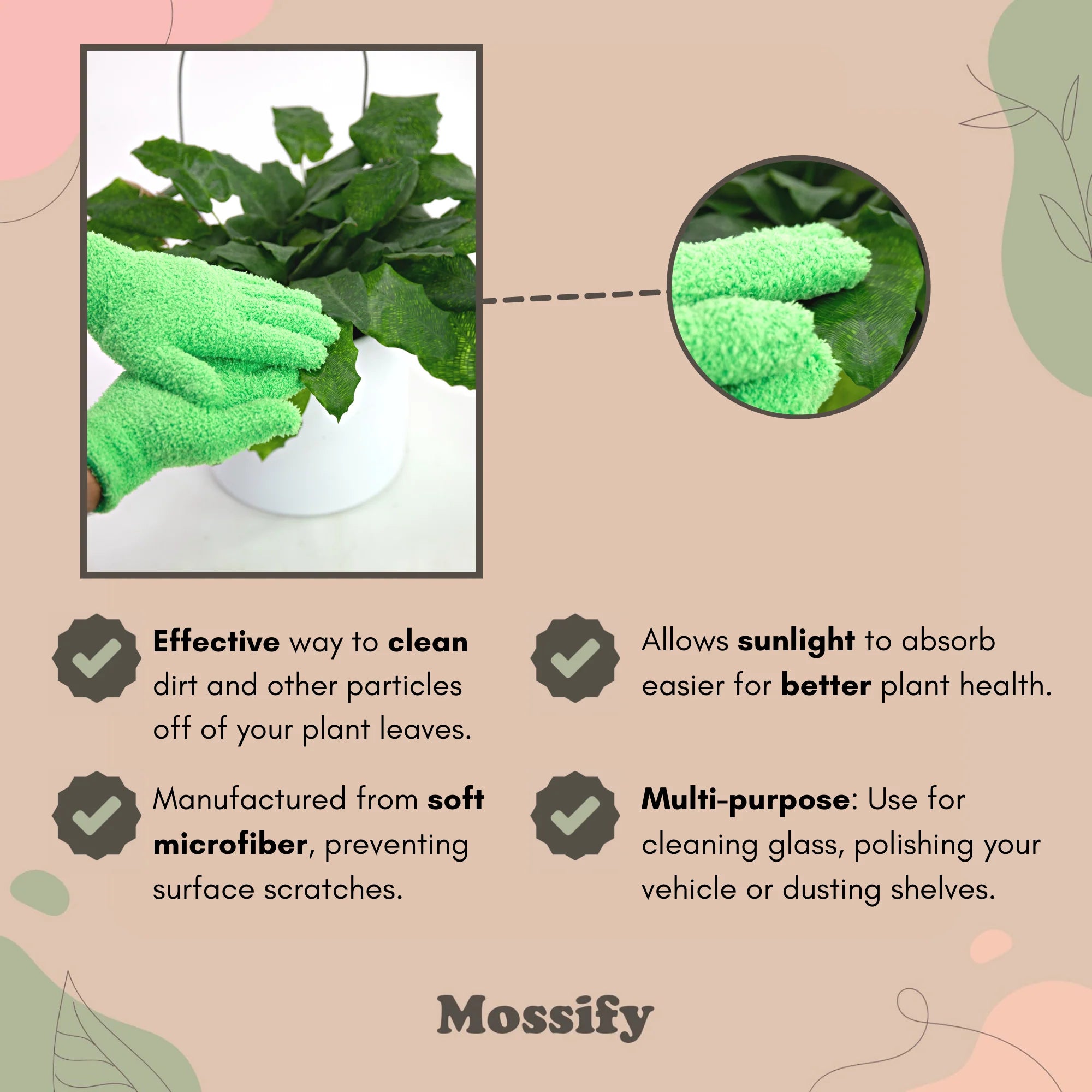 Leaf Shining Microfiber Gloves