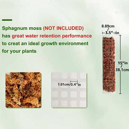 D-Shaped Transparent Moss Pole 15&quot;
