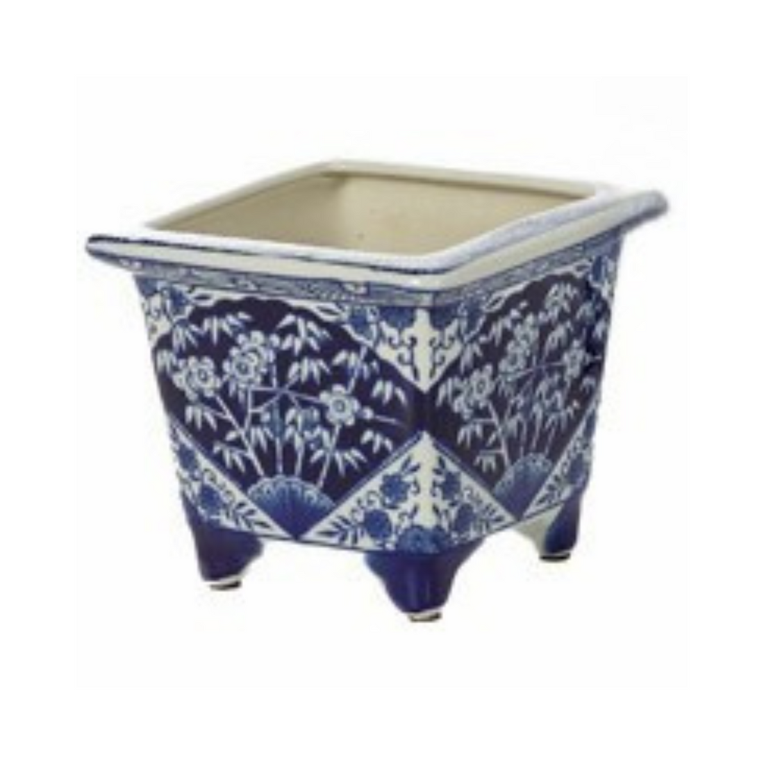 Blue &amp; White Square Planter