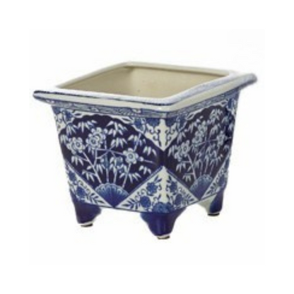 Blue &amp; White Square Planter