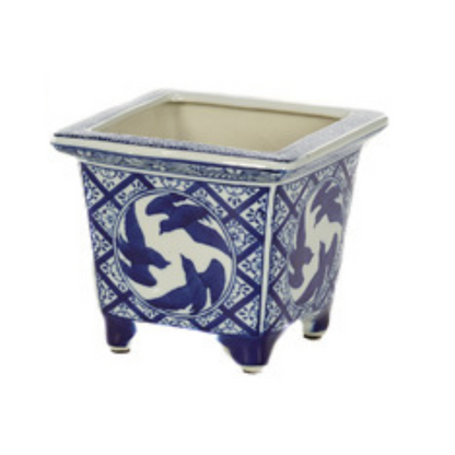 Blue &amp; White Square Planter