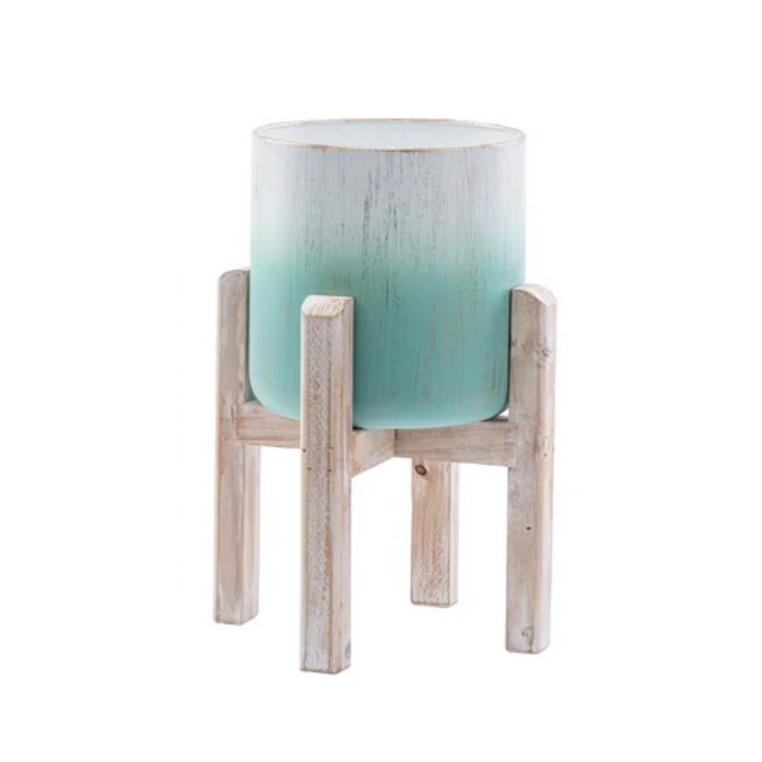 Green &amp; White Metal Plant Stand